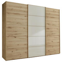 SCHWEBETÜRENSCHRANK 300/217/67 cm 3-türig Champagner, Eiche Bianco  - Eiche Bianco/Champagner, Natur, Glas/Holz (300/217/67cm) - Linea Natura