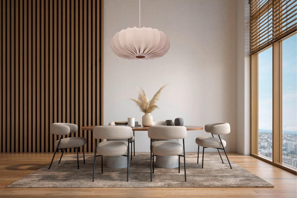 PENDELLEUCHTE 66/66/120 cm  - Hellbraun/Weiß, KONVENTIONELL, Kunststoff/Metall (66/66/120cm)