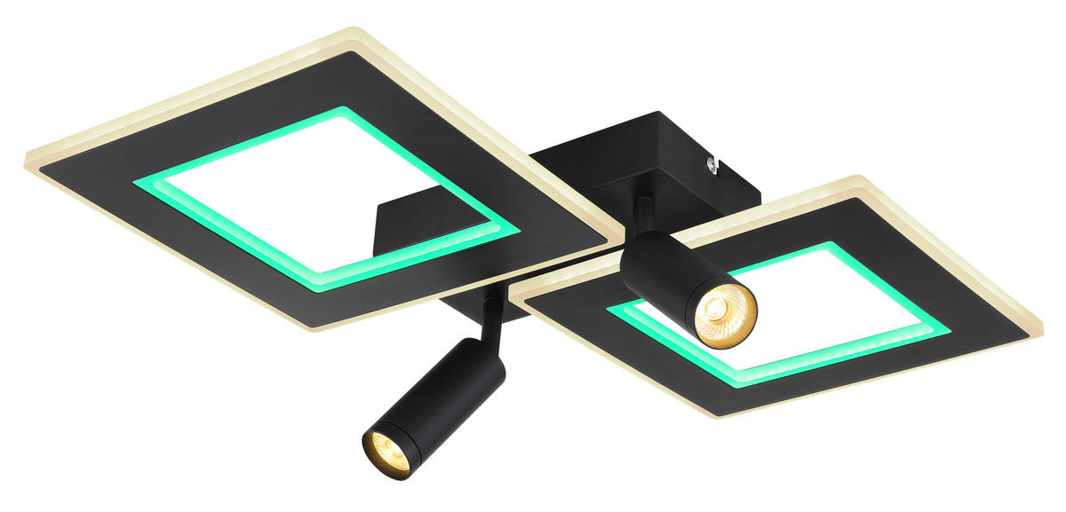 LED-DECKENLEUCHTE    54/41/11,5 cm  - Opal/Schwarz, Design, Kunststoff/Metall (54/41/11,5cm) - Globo