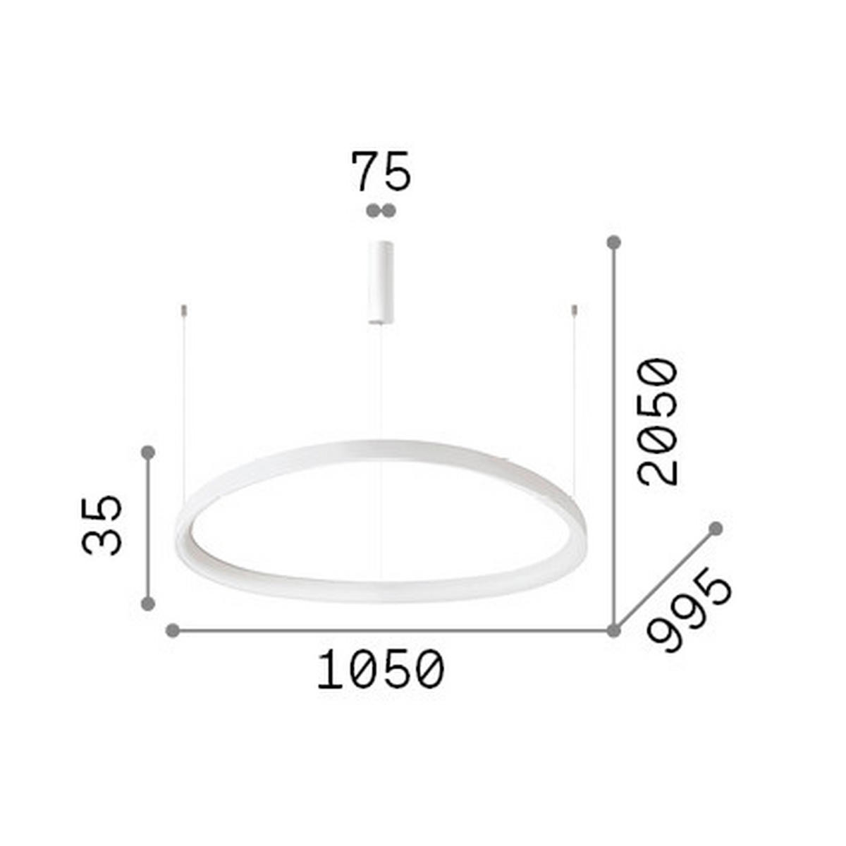 LED-HÄNGELEUCHTE Gemini 105/28,5/205 cm   - Messingfarben, Design, Kunststoff/Metall (105/28,5/205cm) - Ideal Lux