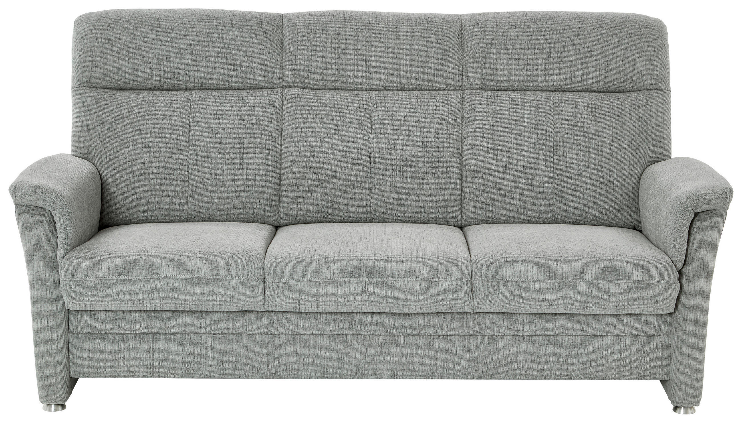 3-SITZER-SOFA Flachgewebe Hellgrau  - Hellgrau/Alufarben, Konventionell, Textil/Metall (194/100/89cm) - Beldomo Comfort