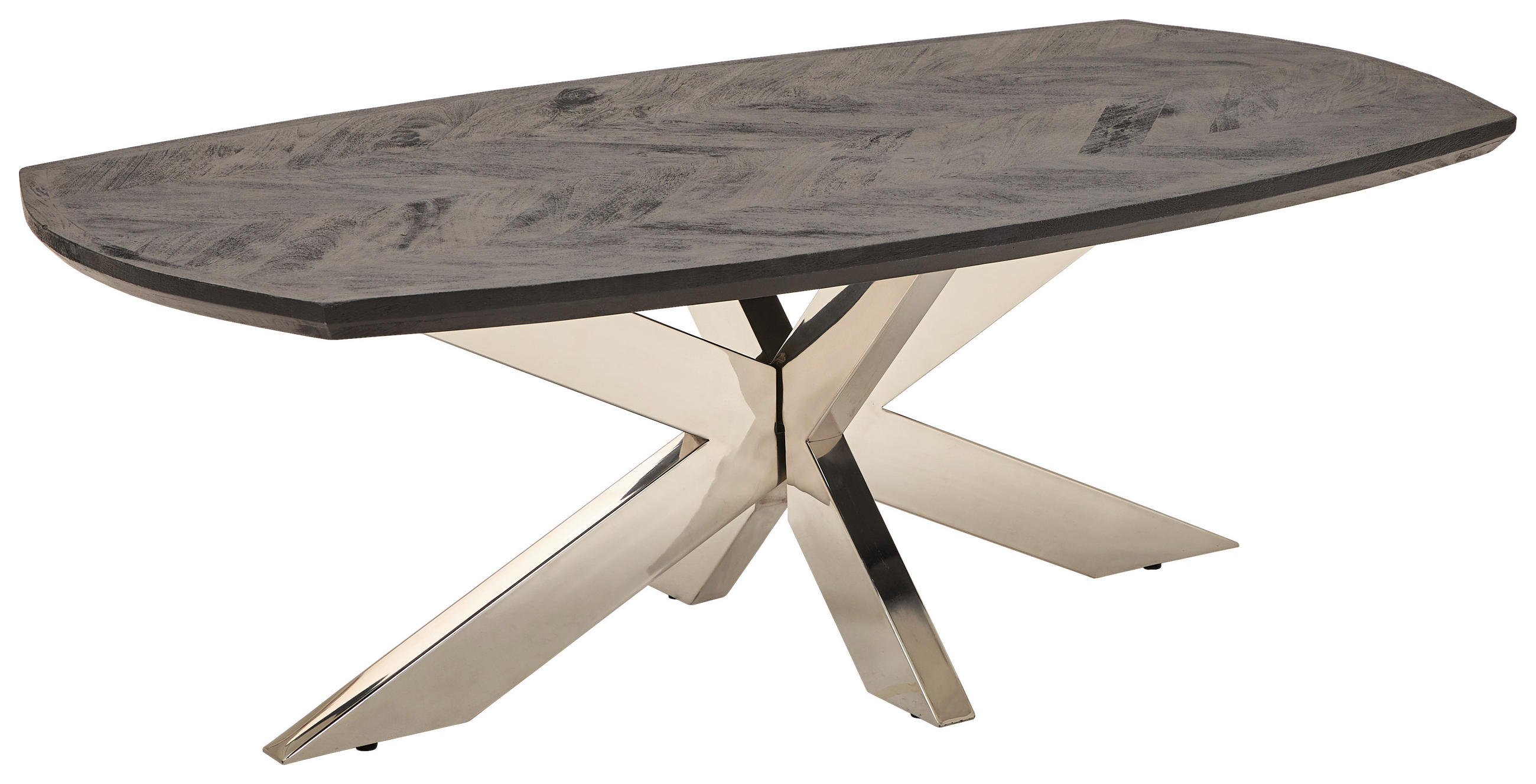 COUCHTISCH Mangoholz teilmassiv 130/45/70 cm rechteckig Schwarz, Edelstahlfarben  - Edelstahlfarben/Schwarz, Design, Holz/Metall (130/45/70cm) - Livetastic