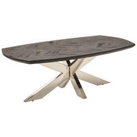 COUCHTISCH Mangoholz teilmassiv 130/45/70 cm rechteckig Schwarz, Edelstahlfarben  - Edelstahlfarben/Schwarz, Design, Holz/Metall (130/45/70cm) - Livetastic