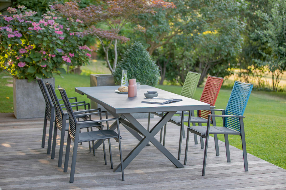 GARTENTISCH 180/100/76 cm Metall rechteckig  - Anthrazit/Grau, Design, Glas/Metall (180/100/76cm)