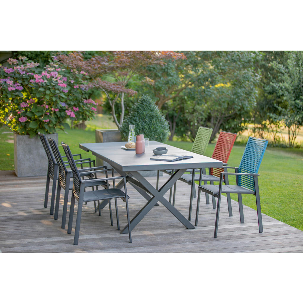 Thumbnail - Xxxl Gartentisch, Anthrazit, Grau, Metall, rechteckig, X-Form, 100x76x180 cm, ausziehbar, wetterbeständig, wetterfest, p...