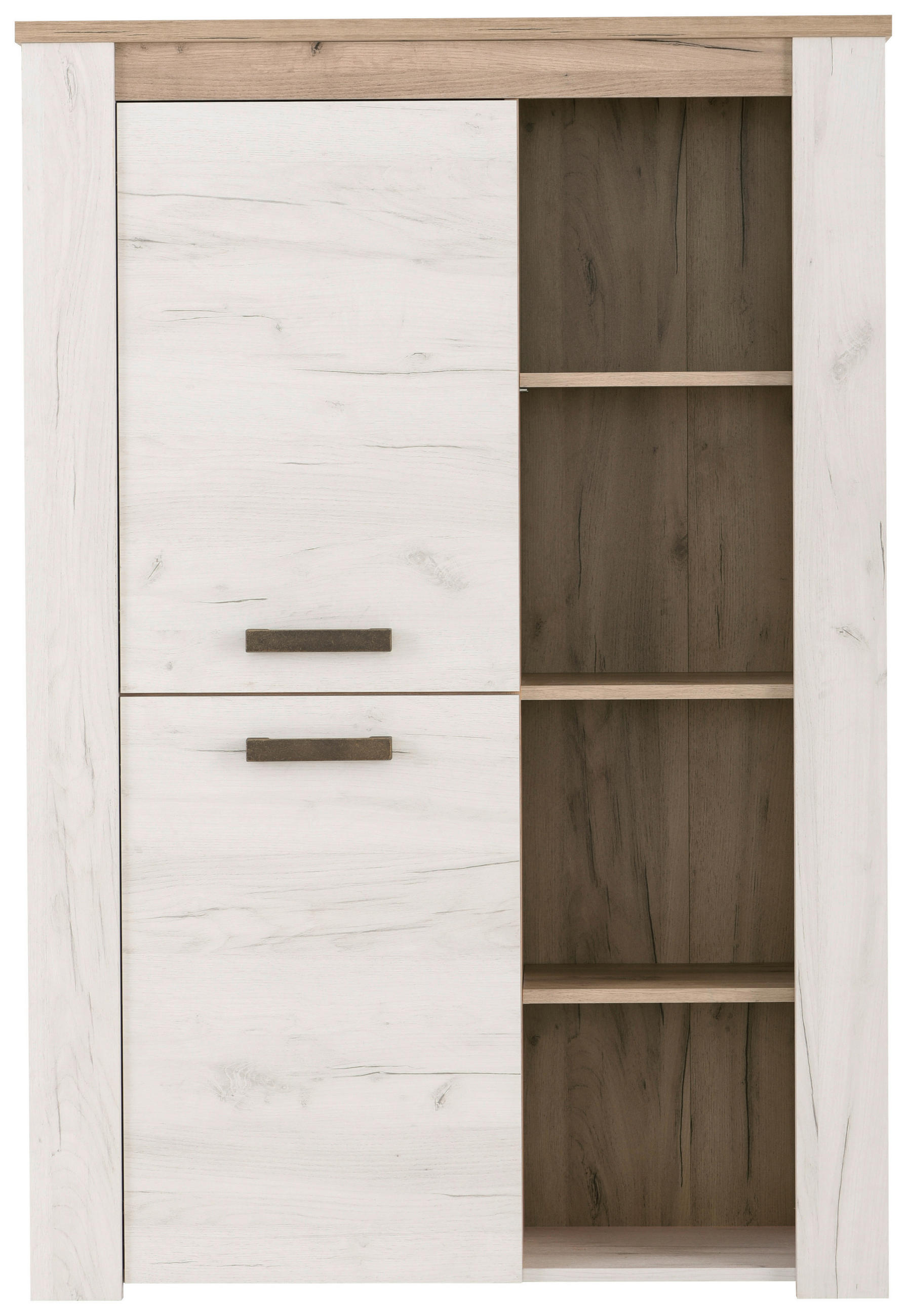 KOMODA, barvy dubu, barvy stříbrného dubu, 99,5/146,5/36,5 cm - barvy dubu/barvy stříbrného dubu, Basics, kompozitní dřevo (99,5/146,5/36,5cm) - Ti'me