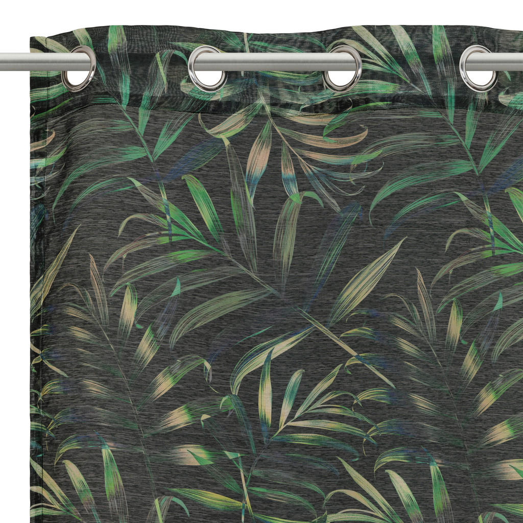 Thumbnail - Esposa Ösenschal Djungel, Grün, Schwarz, Textil, Blätter, 132x245 cm, Oeko-Tex® Standard 100, Halfdolly, Wohntextilien, ...