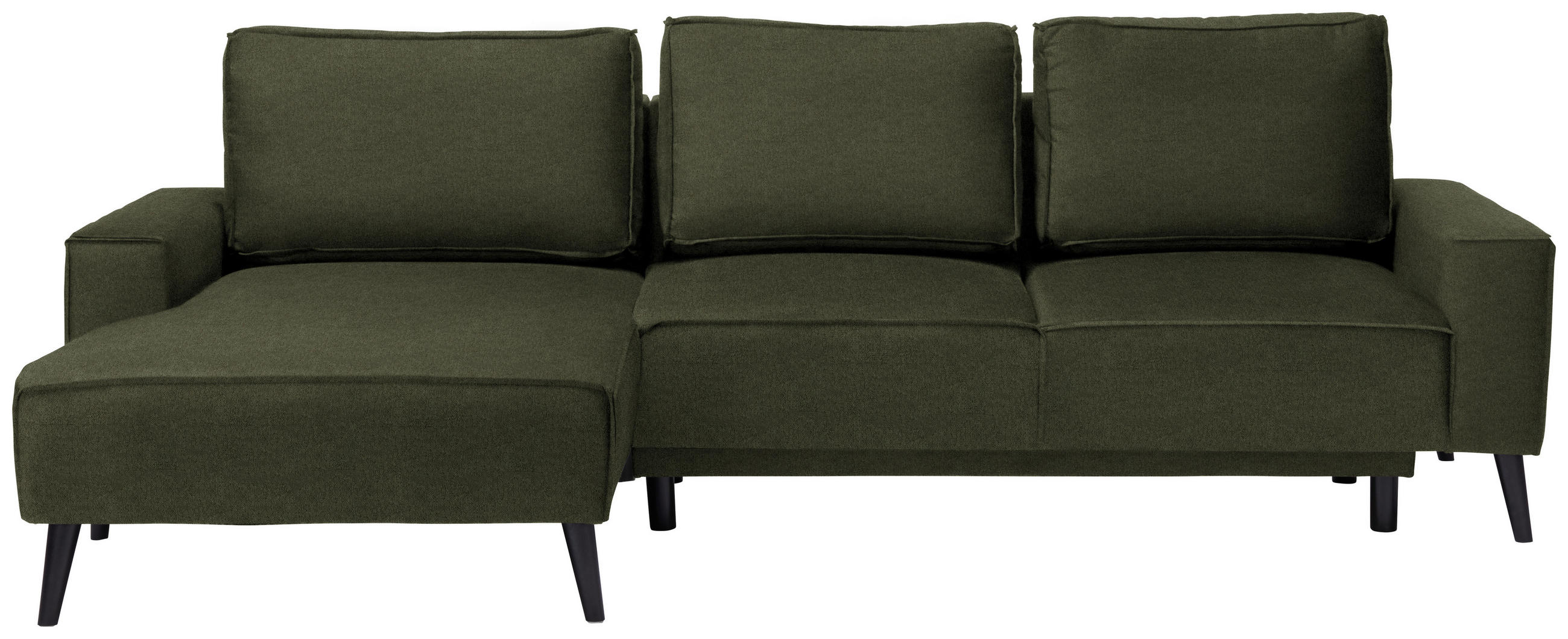 ECKSOFA in Velours Olivgrün  - Schwarz/Olivgrün, KONVENTIONELL, Holz/Textil (161/260cm) - Carryhome