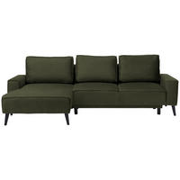 ECKSOFA in Velours Olivgrün  - Schwarz/Olivgrün, Konventionell, Holz/Textil (161/260cm) - Carryhome