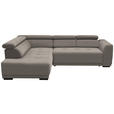 ECKSOFA in Feincord Graubraun  205/284 cm  - Graubraun/Schwarz, Design, Kunststoff/Textil (205/284cm) - Xora