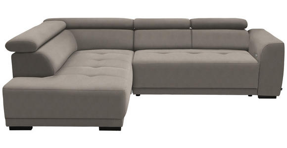 ECKSOFA in Feincord Graubraun 205/284 cm - Graubraun/Schwarz, Design, Kunststoff/Textil (205/284cm) - Xora