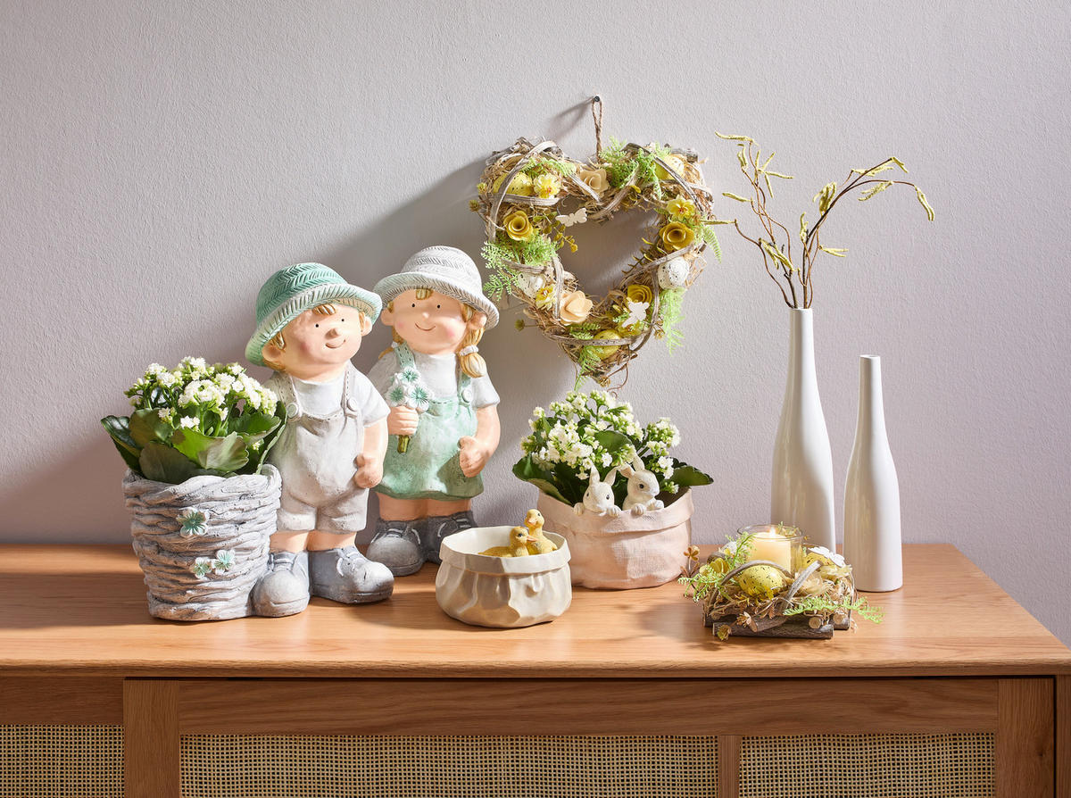 BLUMENTOPF   - Weiß/Grau, LIFESTYLE, Stein (30/38/18cm)