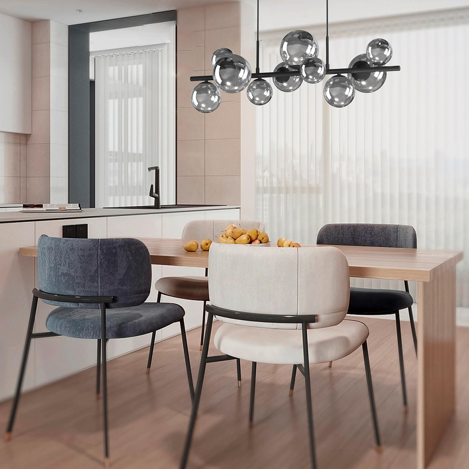 PENDELLEUCHTE 56/33/150 cm  - Schwarz, Design, Glas/Metall (56/33/150cm)