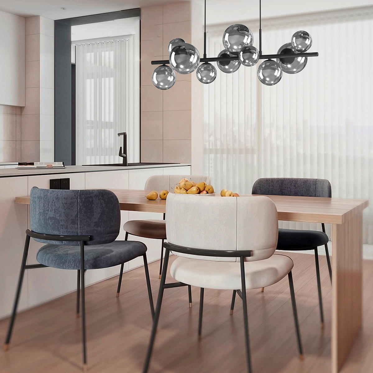 PENDELLEUCHTE PALOMA 86/33/150 cm   - Schwarz, Design, Glas/Metall (86/33/150cm)