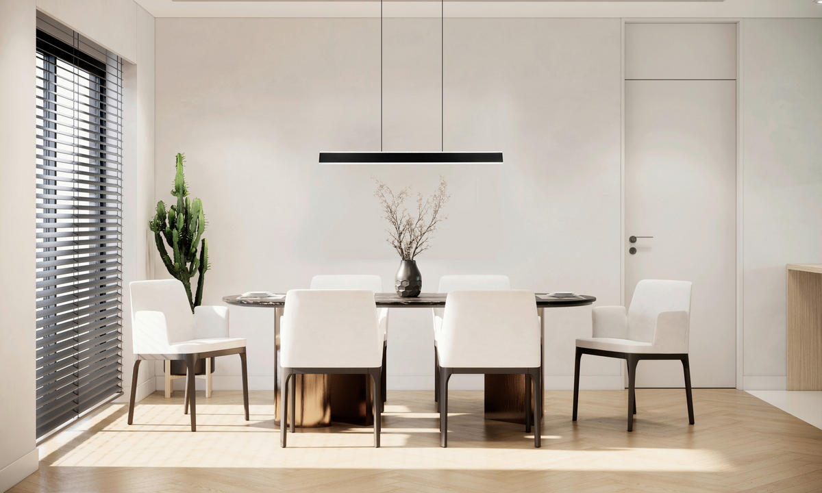LED-HÄNGELEUCHTE Croom 120/10/60-180 cm  - Schwarz/Weiß, Design, Kunststoff/Metall (120/10/60-180cm)
