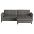 ECKSOFA Dunkelgrau Flachgewebe, Leinenoptik  - Dunkelgrau/Schwarz, Design, Textil/Metall (242/170cm) - Xora