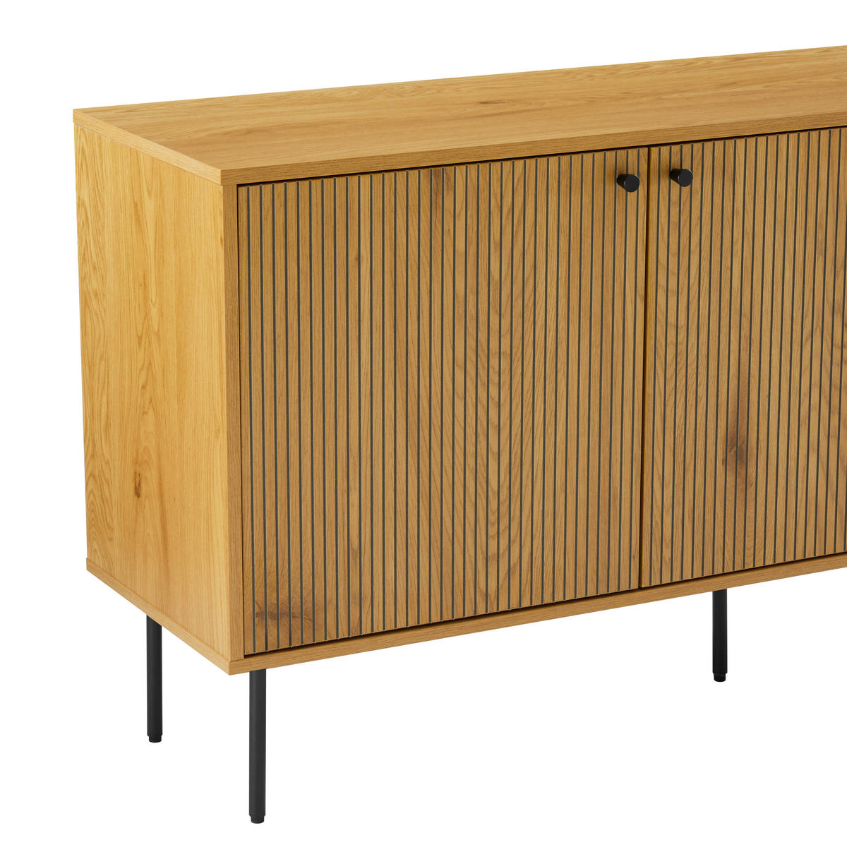 KOMODA S VRATIMA - boja hrasta/crna, Dizajnerski, metal/pločasti materijal (150/75/40cm) - Carryhome