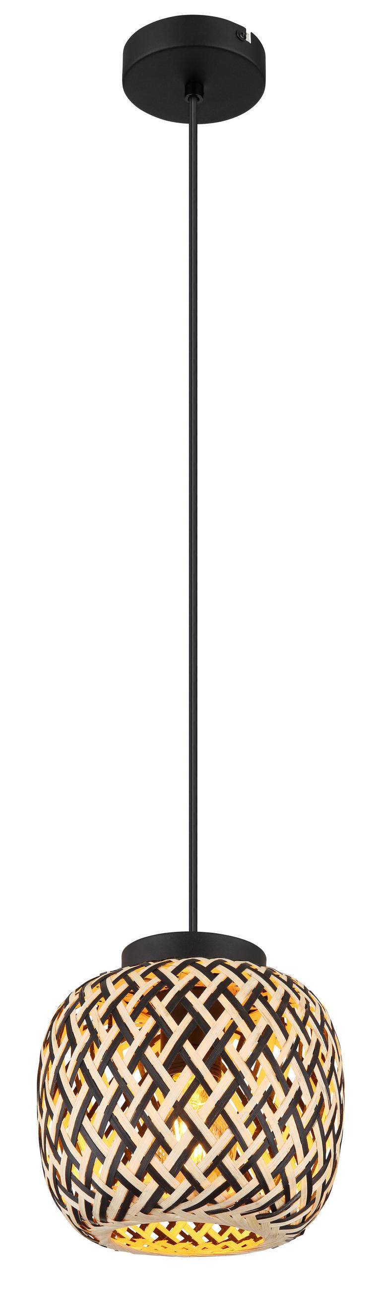 HÄNGELEUCHTE 20/120 cm    - Schwarz/Naturfarben, Natur, Naturmaterialien/Kunststoff (20/120cm) - Globo