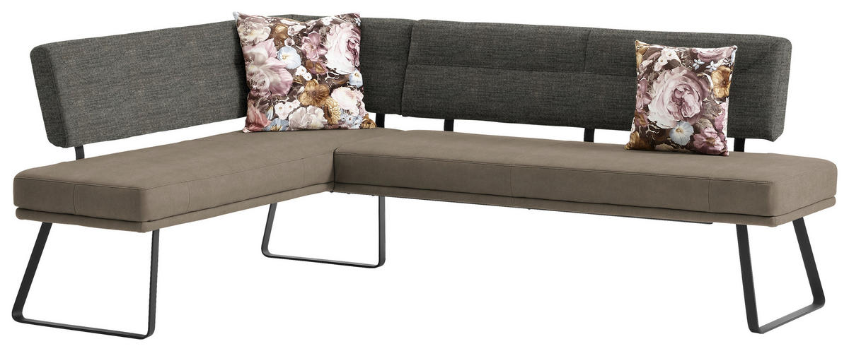 ECKBANK 169/225 cm  in Schwarz, Sandfarben, Hellbraun  - Sandfarben/Hellbraun, Design, Textil/Metall (169/225cm) - Dieter Knoll