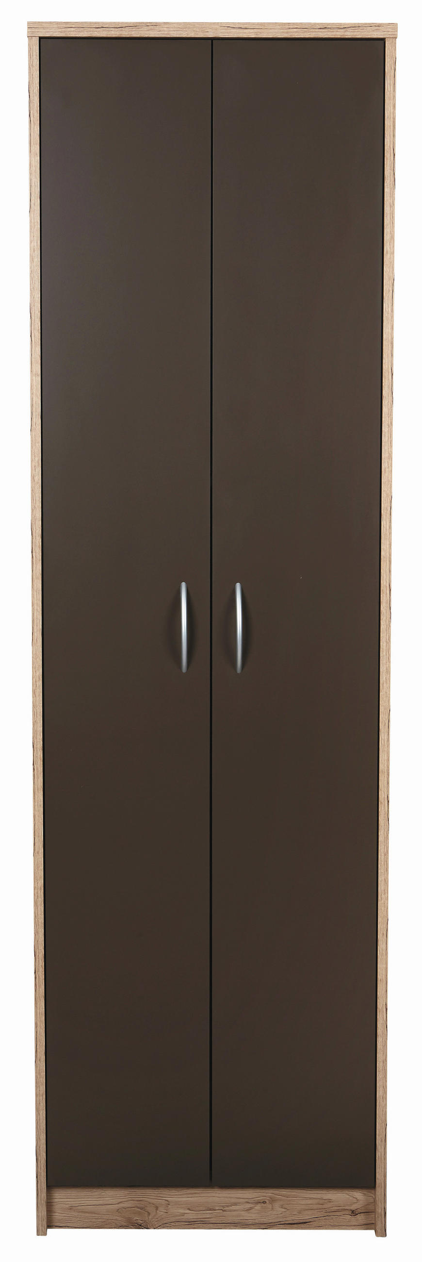 KLEIDERSCHRANK 55/190/26 cm,  in Braun, Eichefarben, 2-türig  - Eichefarben/Silberfarben, KONVENTIONELL, Holzwerkstoff/Kunststoff (55/190/26cm) - MID.YOU
