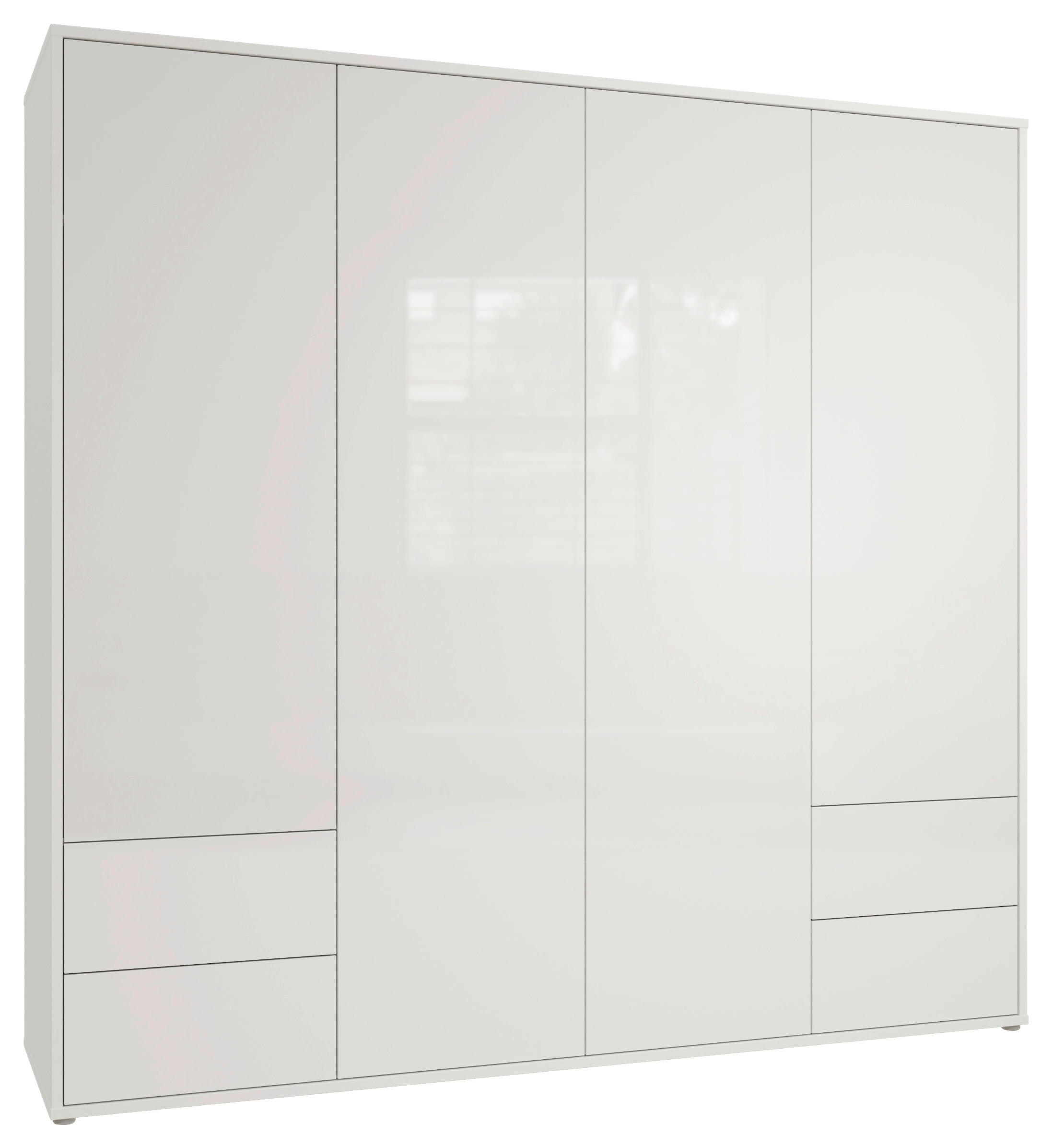 DREHTÜRENSCHRANK 224/214/60 cm,  in Weiß, Weiß Hochglanz, 4-türig  - Weiß Hochglanz/Weiß, Trend, Holzwerkstoff (224/214/60cm) - Carryhome