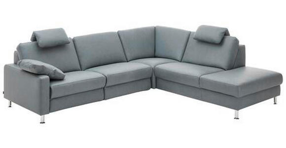 ECKSOFA in Echtleder Grau  - Alufarben/Grau, Design, Leder/Metall (275/242cm) - Dieter Knoll