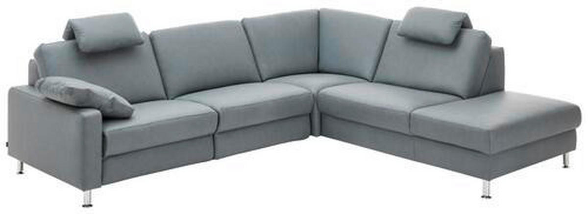 ECKSOFA in Echtleder Grau  - Alufarben/Grau, Design, Leder/Metall (275/242cm) - Dieter Knoll