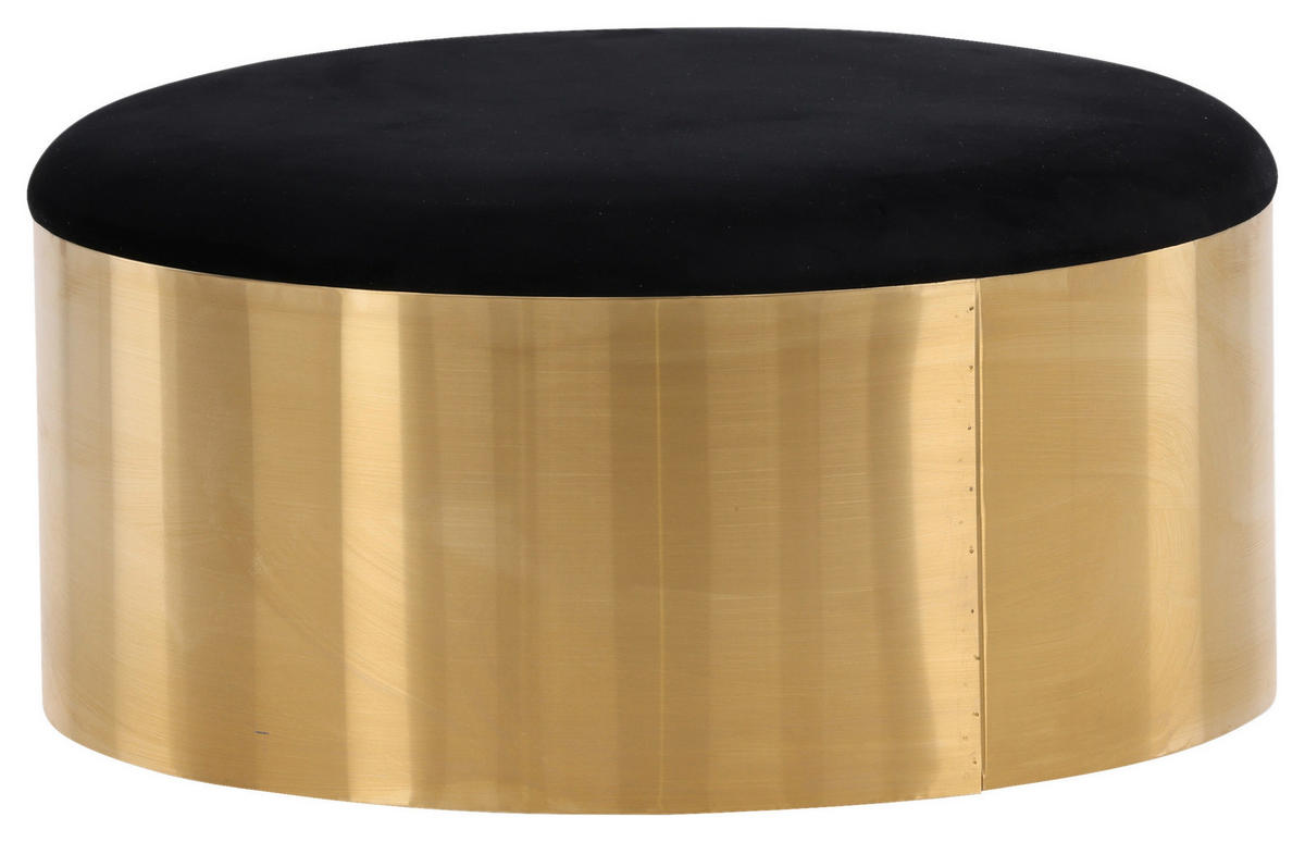 HOCKER Samt Schwarz, Goldfarben  - Goldfarben/Schwarz, Design, Textil/Metall (45/46/45cm) - Livetastic