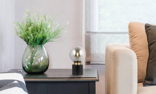 BORDSLAMPA 15/24,5 cm   - mässingsfärgad/svart, Design, metall/glas (15/24,5cm) - Globo