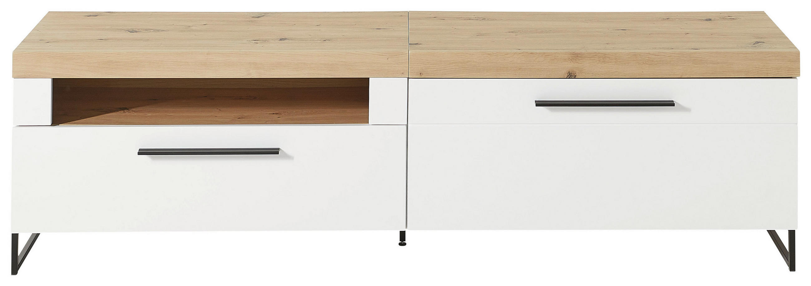 TV-ELEMENT Weiß, Eichefarben - Eichefarben/Schwarz, MODERN, Holzwerkstoff/Kunststoff (192/55/44cm) - Livetastic