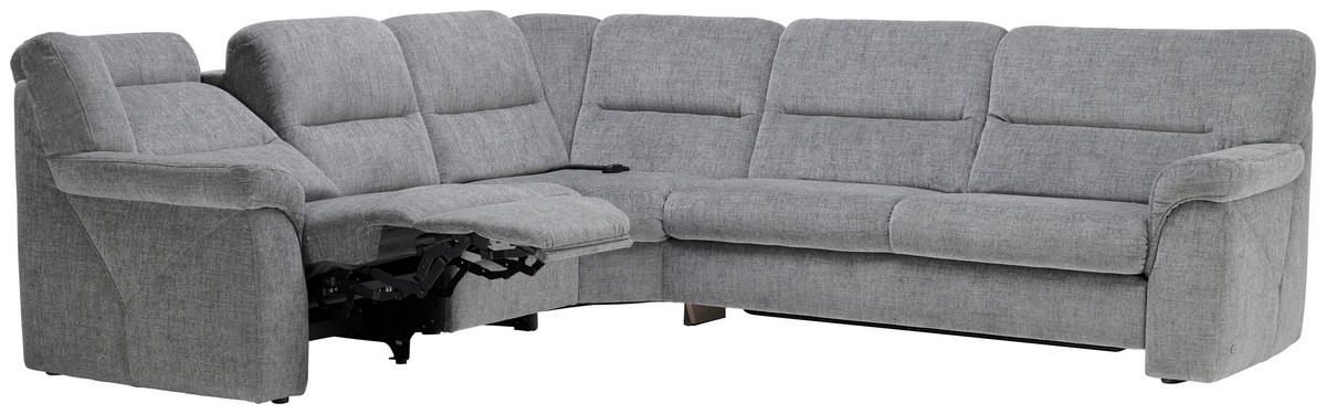 ECKSOFA in Chenille Grau  - Schwarz/Grau, Konventionell, Kunststoff/Textil (252/282cm) - Himolla