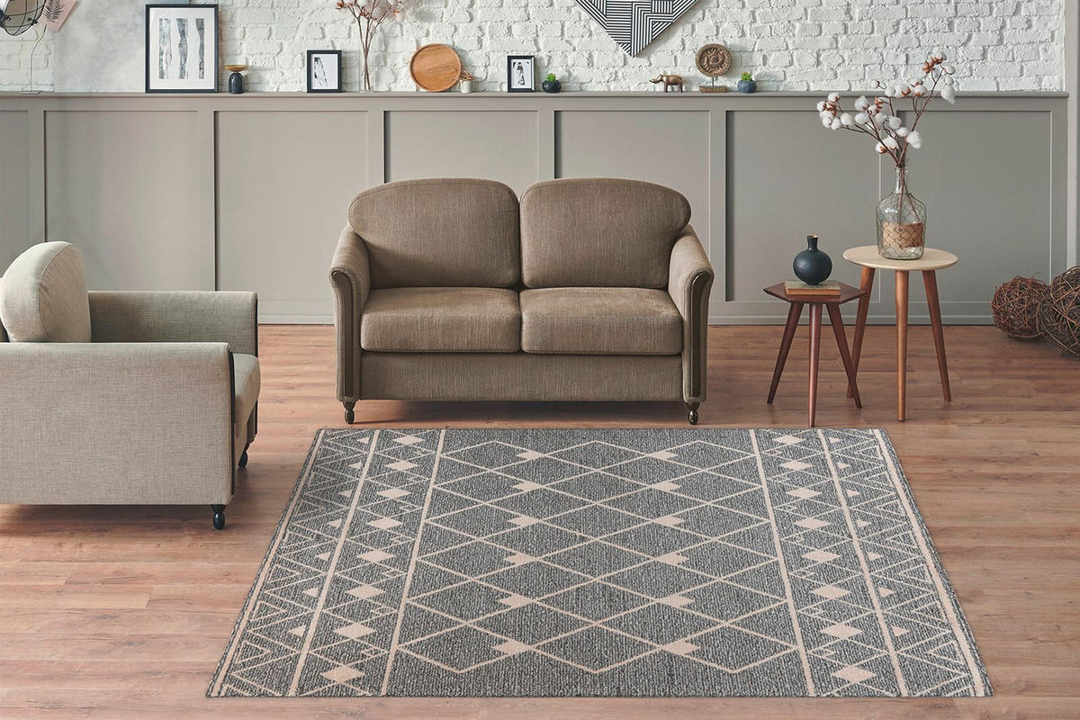 TEPPICH 160/230 cm Rhombus 325 Grau / Beige Grau, Beige  - Beige/Grau, KONVENTIONELL, Textil (160/230cm)