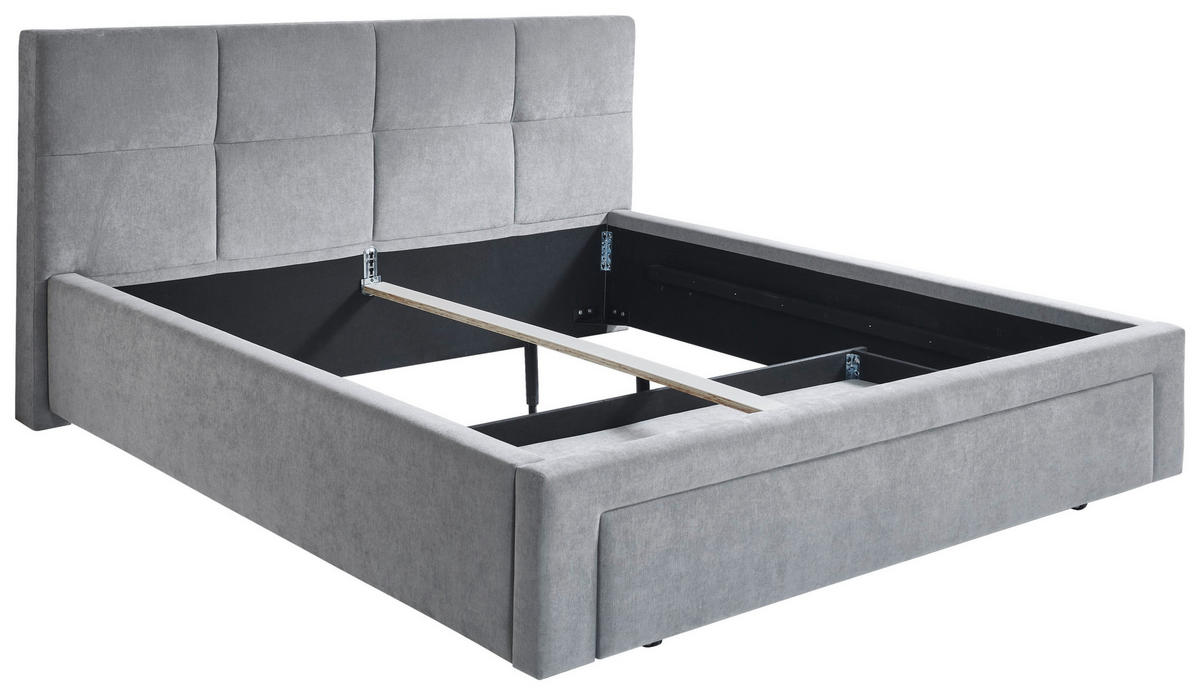 POLSTERBETT 180/200 cm,  in Grau, Bettschublade,  - Schwarz/Grau, Design, Kunststoff/Textil (180/200cm) - Stylife