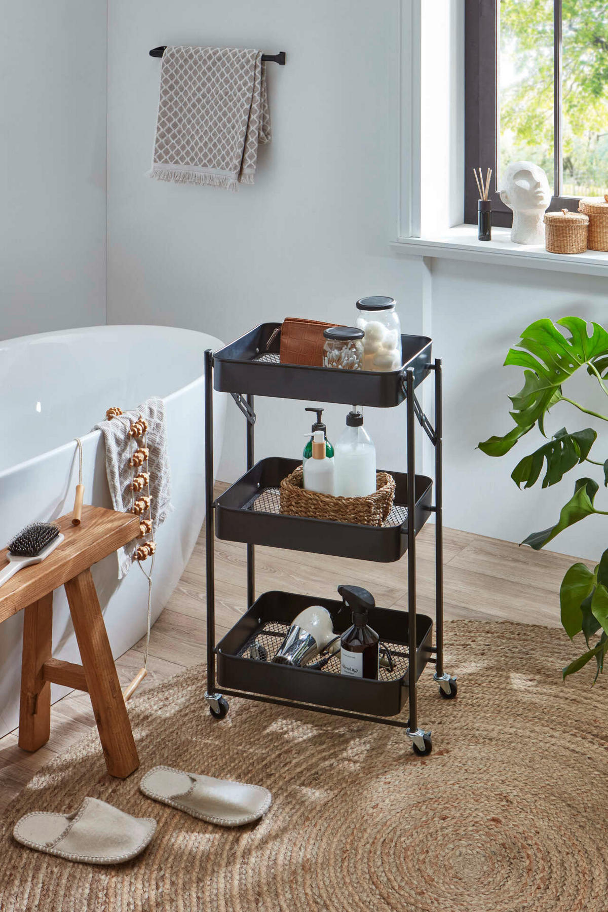 EINKAUFSTROLLEY  - Schwarz, Design, Metall (44/78/31cm) - MID.YOU