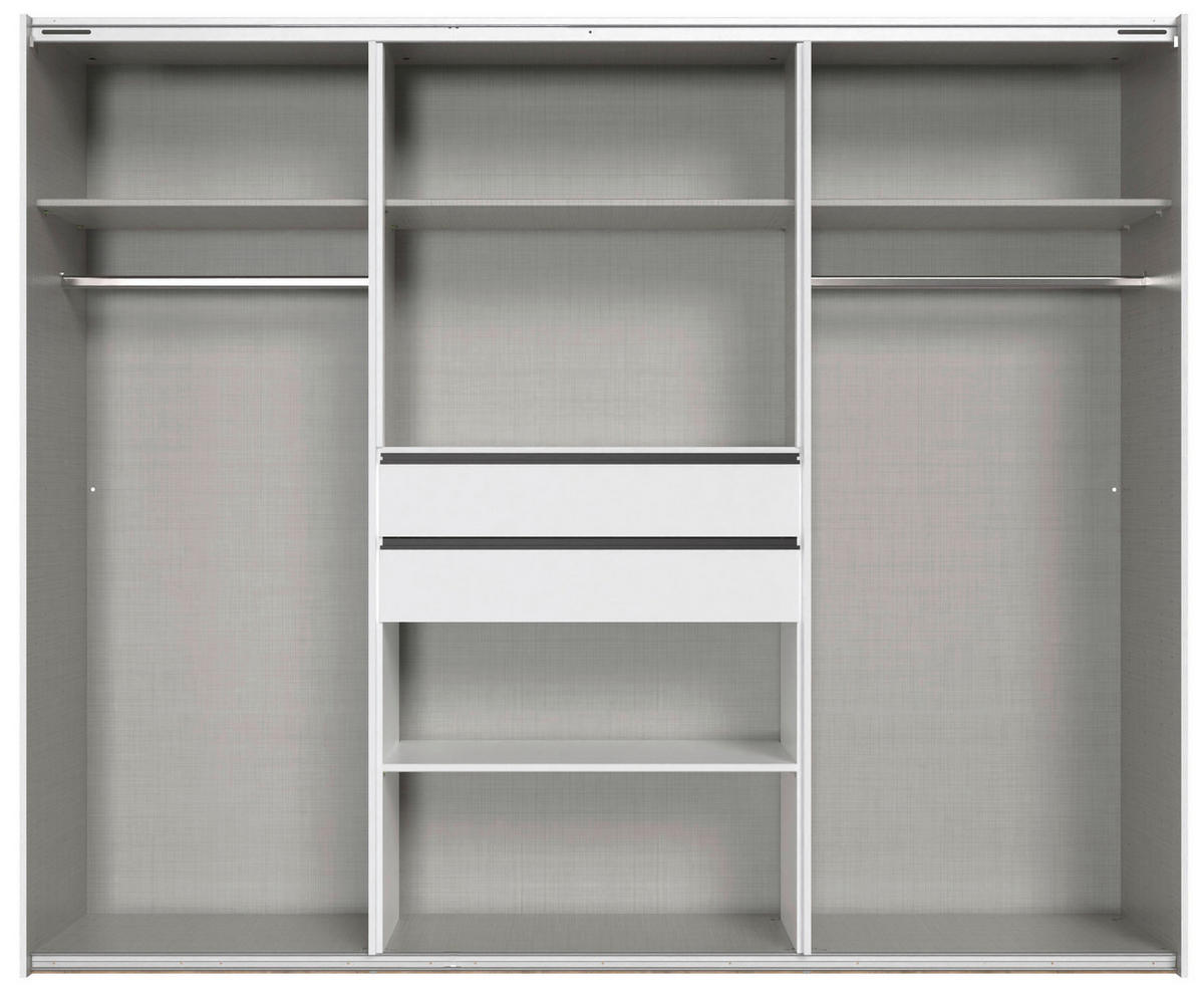 KLEIDERSCHRANK 250/216/65 cm,  in Weiß, 6-türig  - Schwarz/Weiß, Design, Glas/Holzwerkstoff (250/216/65cm) - Stylife