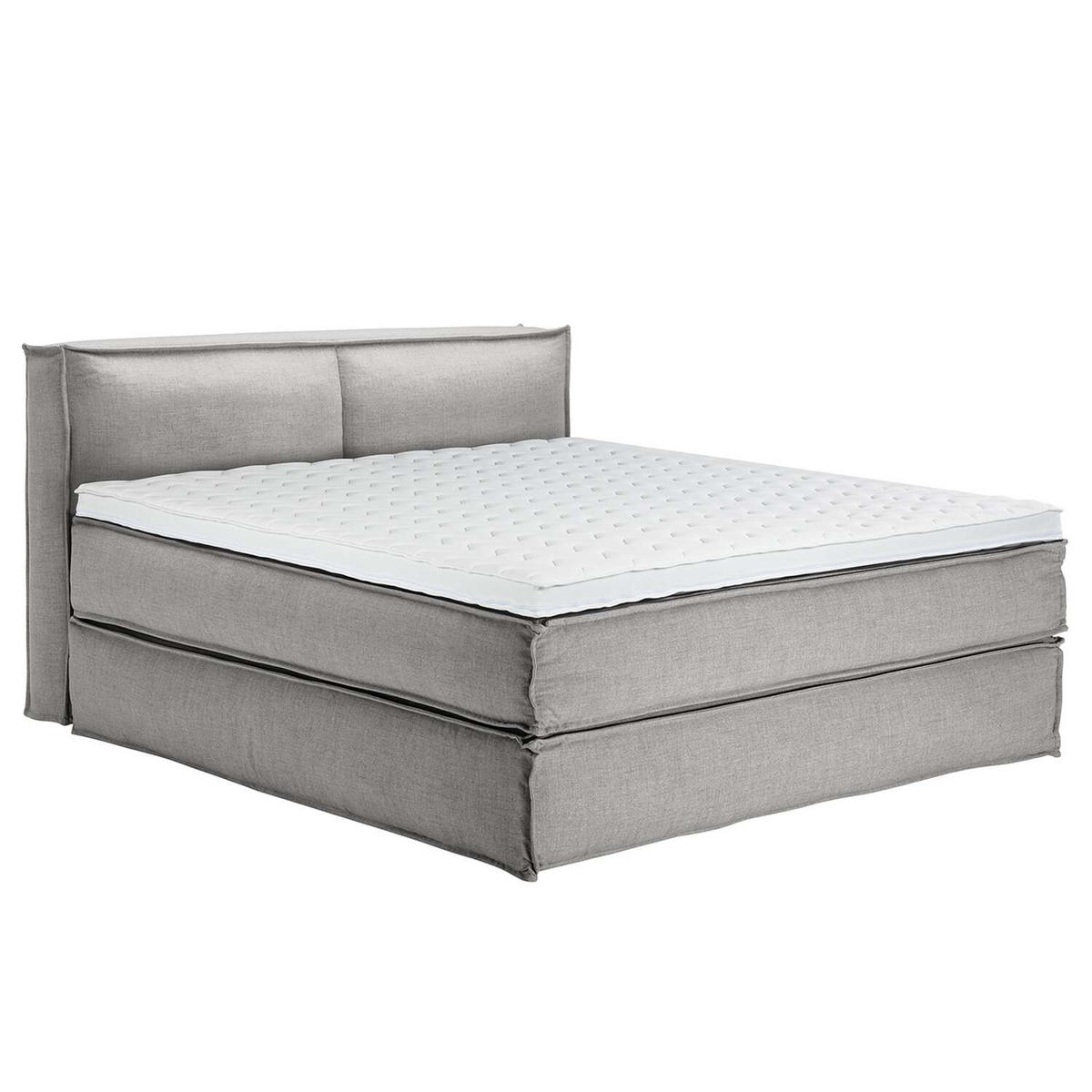 BOXSPRINGBETT 180/220 cm  in Hellgrau  - Hellgrau/Schwarz, Design, Textil (180/220cm) - home24