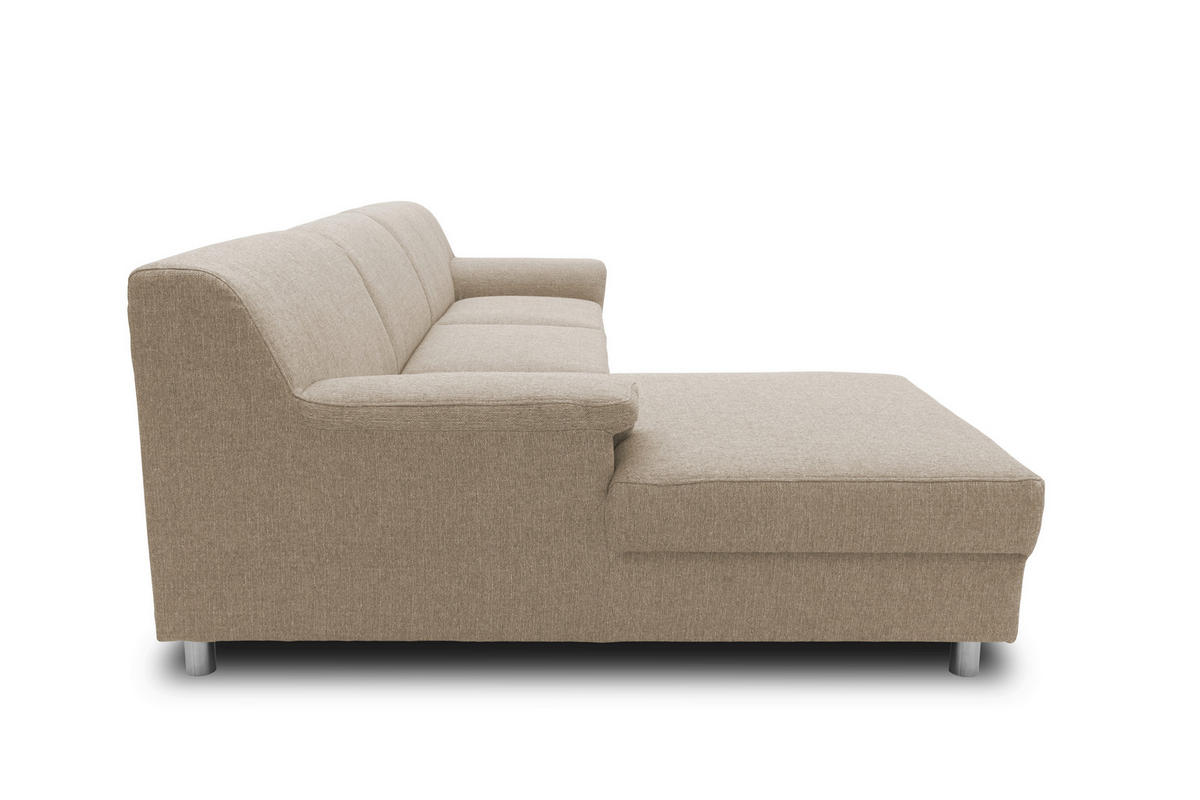 ECKSOFA Beige Webstoff  - Chromfarben/Beige, KONVENTIONELL, Textil/Metall (150/252cm) - MID.YOU