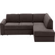 ECKSOFA in Webstoff Graubraun  - Graubraun/Schwarz, KONVENTIONELL, Kunststoff/Textil (224/165cm) - Venda