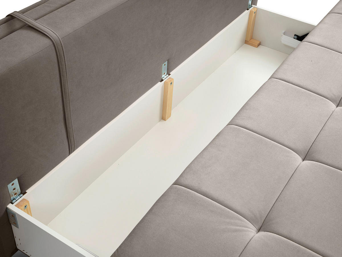 SCHLAFSOFA  mit Liegefunktion Webstoff Taupe  - Taupe/Schwarz, MODERN, Kunststoff/Textil (202/73-92/105cm) - MID.YOU