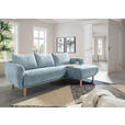 ECKSOFA Blau Flachgewebe  - Blau/Buchefarben, KONVENTIONELL, Holz/Textil (230/144cm) - Carryhome