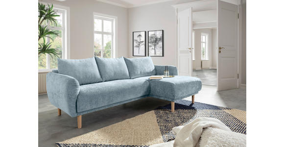 ECKSOFA Blau Flachgewebe - Blau/Buchefarben, KONVENTIONELL, Holz/Textil (230/144cm) - Carryhome