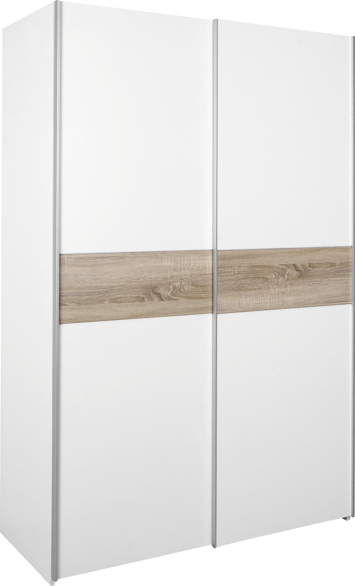 ORMAR - VISEĆA KLIZNA VRATA bela, sonoma hrast  125/195/58 cm  - sonoma hrast/boja aluminijuma, Osnovno, metal/pločasti materijal (125/195/58cm) - Ti'me