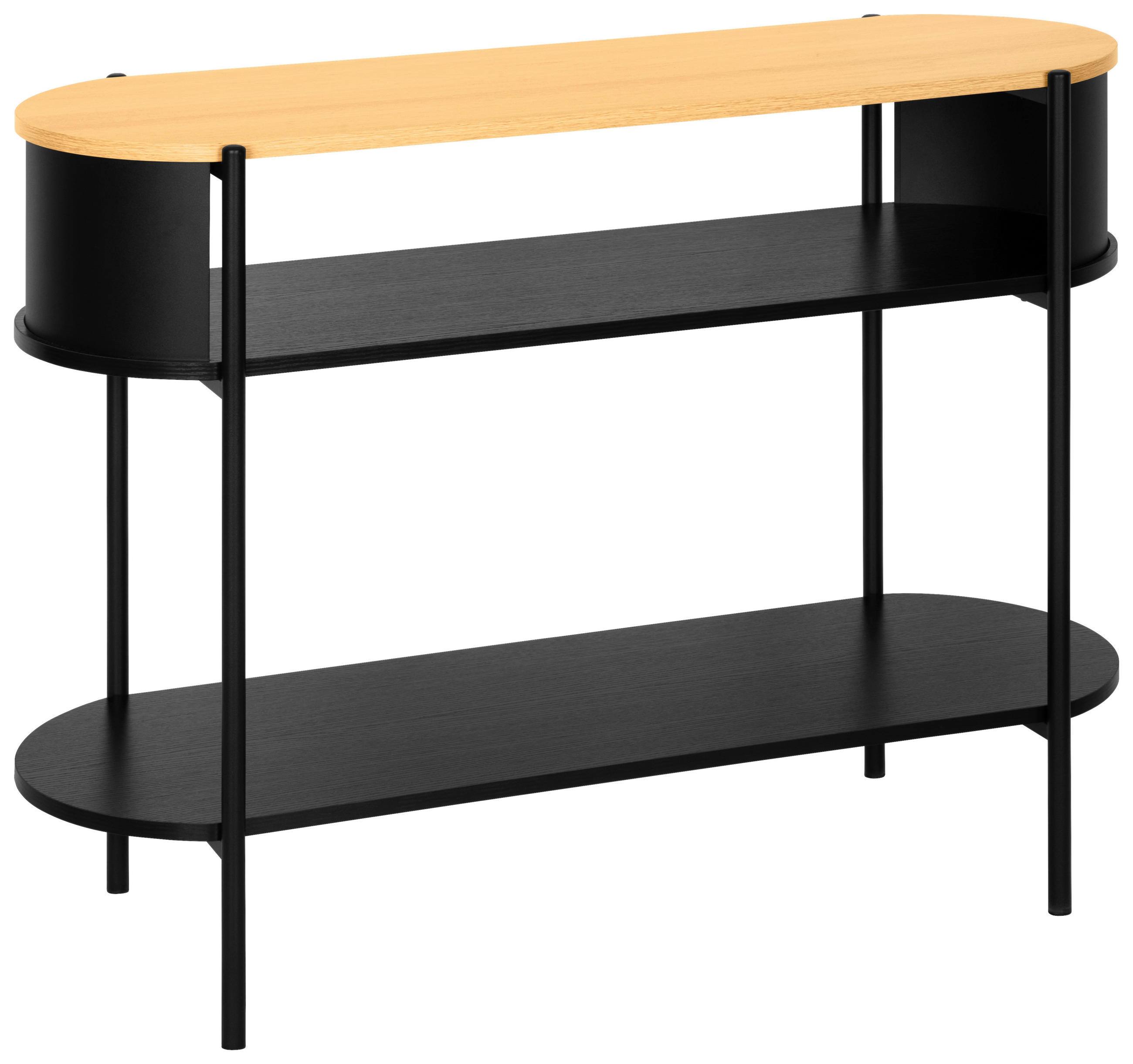 E-shop Xora KONZOLOVÝ STOLÍK, prírodná farba, čierna, kov, kompozitné drevo, 100/39/76 cm