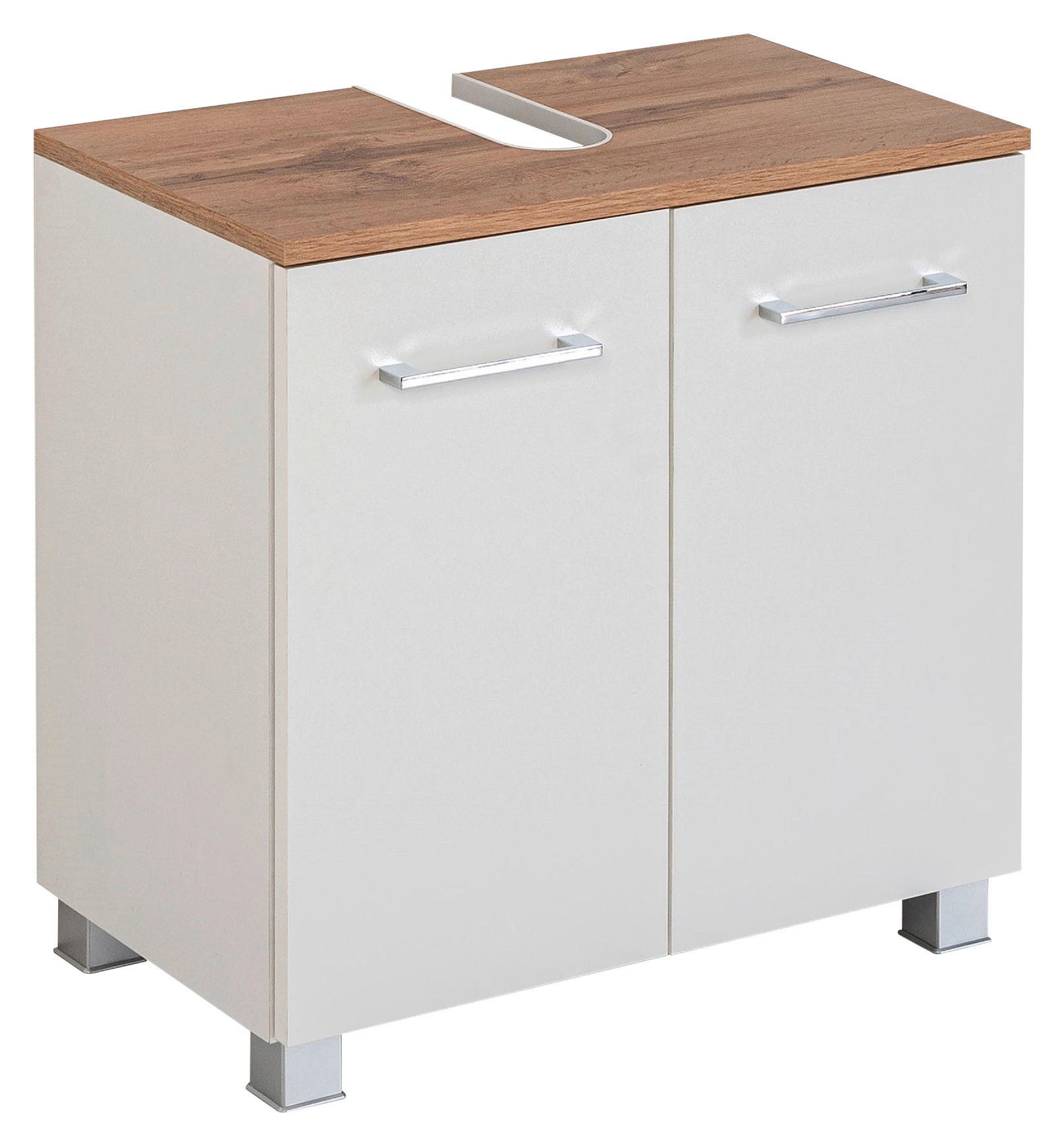 WASCHBECKENUNTERSCHRANK 60/59/35 cm - Chromfarben/Weiss, Modern, Holzwerkstoff/Kunststoff (60/59/35cm) - Held