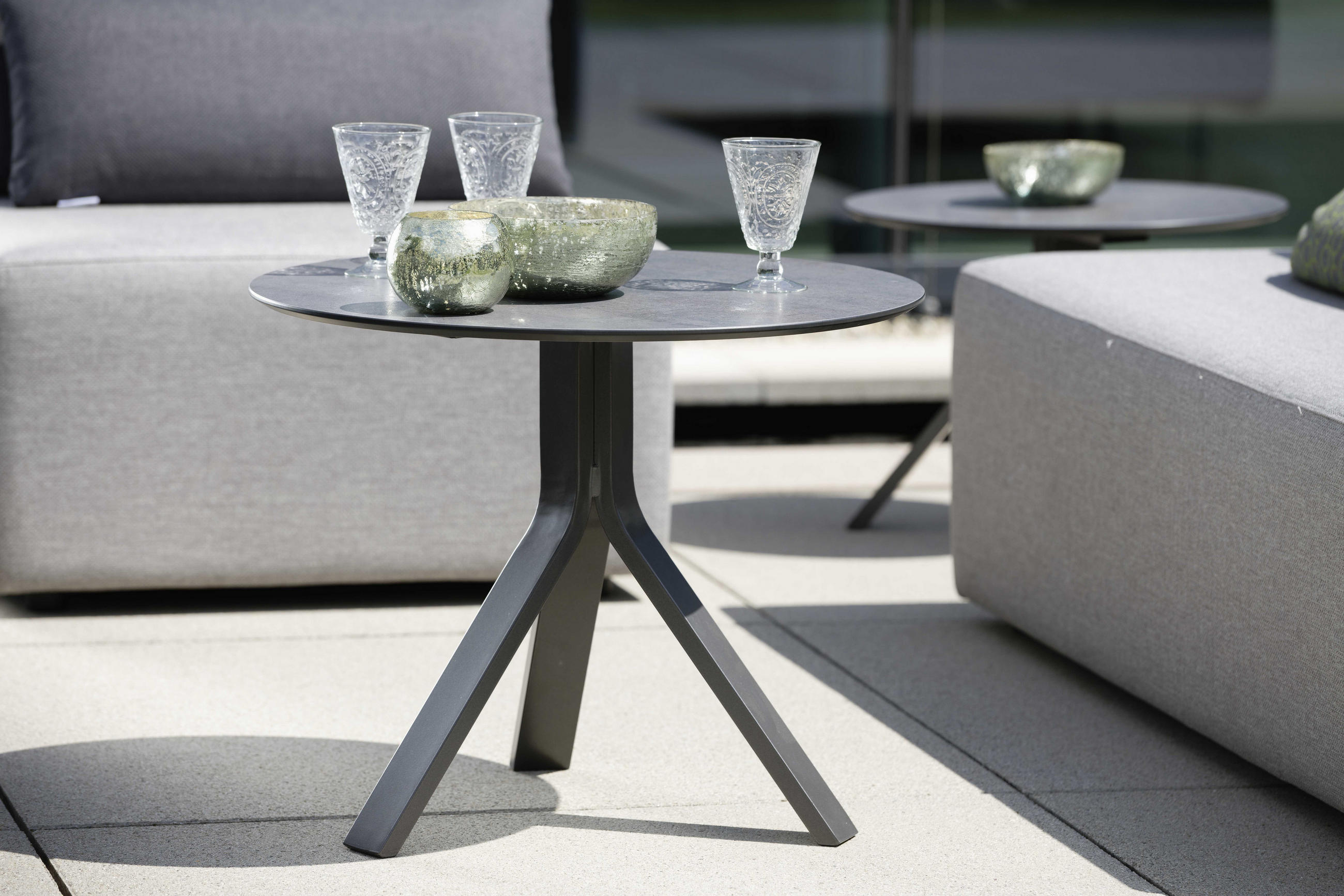 GARTENBEISTELLTISCH 60/60/48 cm Metall, Kunststoff  - Anthrazit/Grau, Design, Kunststoff/Metall (60/60/48cm) - Stern