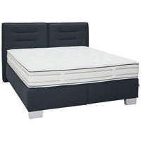 BOXSPRINGBETT 200/200 cm  in Dunkelblau  - Chromfarben/Dunkelblau, KONVENTIONELL, Textil (200/200cm) - Dieter Knoll