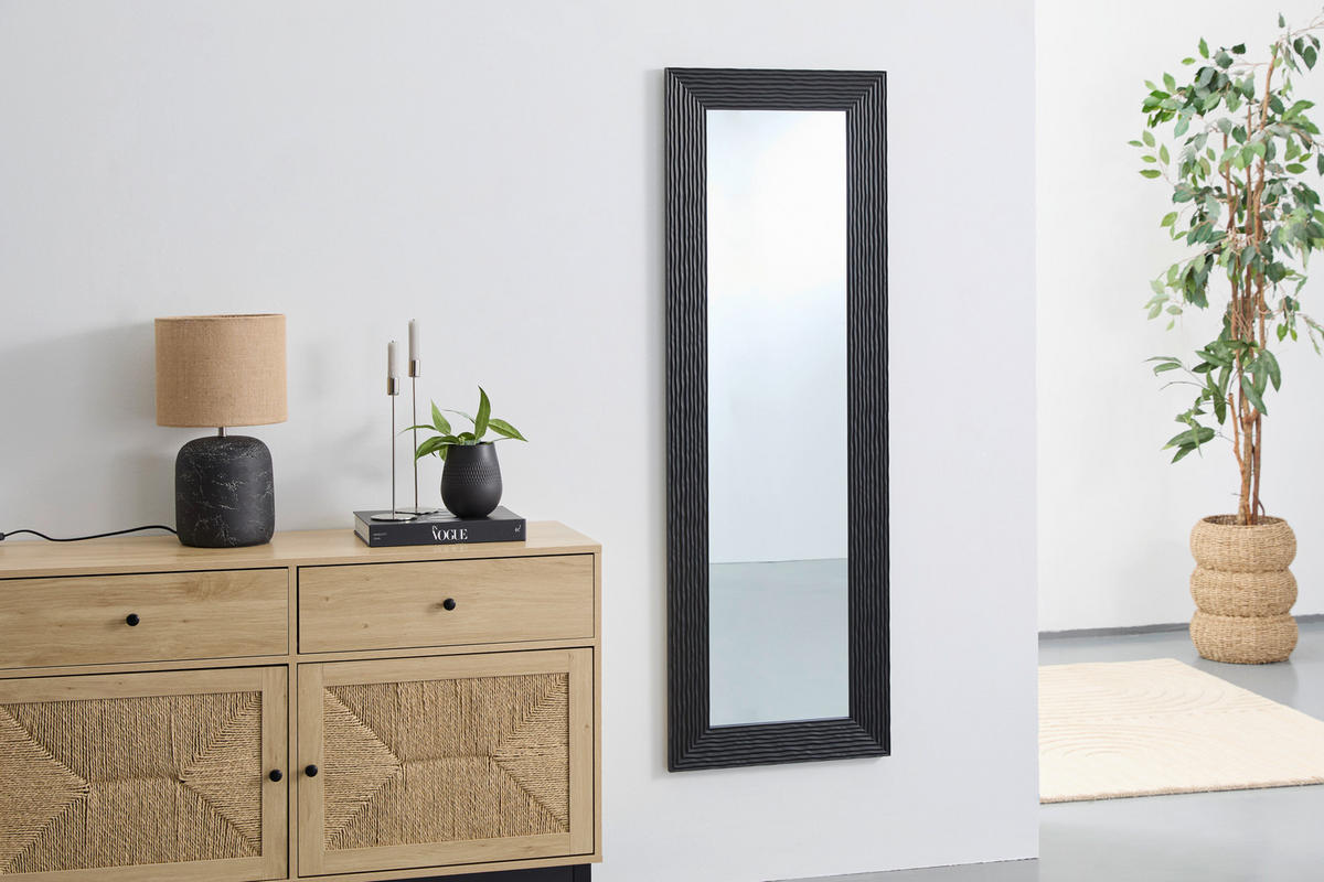 WANDSPIEGEL 50/150/2 cm    in rechteckig  - Schwarz, LIFESTYLE, Glas/Holzwerkstoff (50/150/2cm) - Carryhome