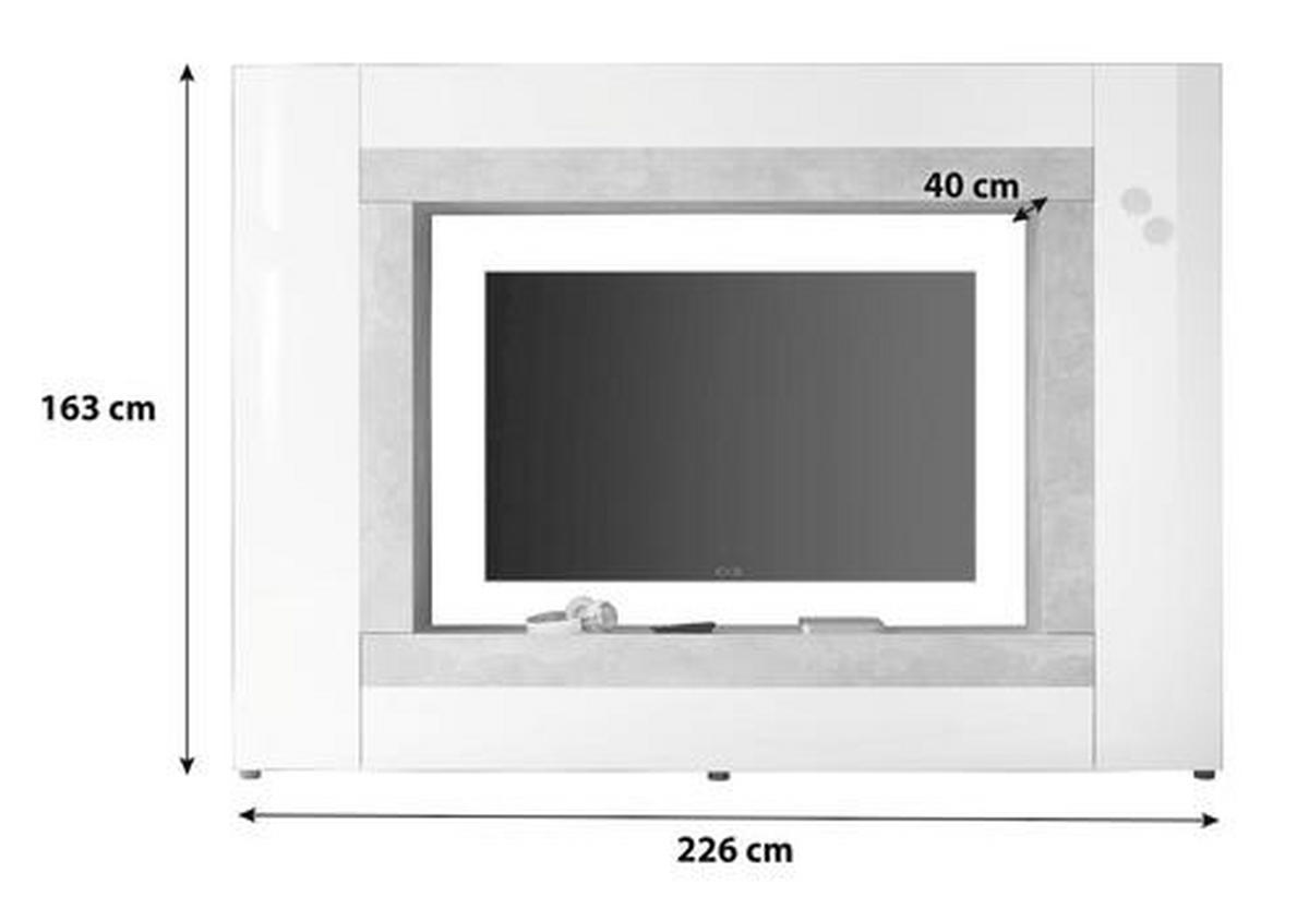WOHNWAND  in Grau, Weiß  226/163/40 cm  - Silberfarben/Weiß, MODERN, Holzwerkstoff (226/163/40cm) - MID.YOU