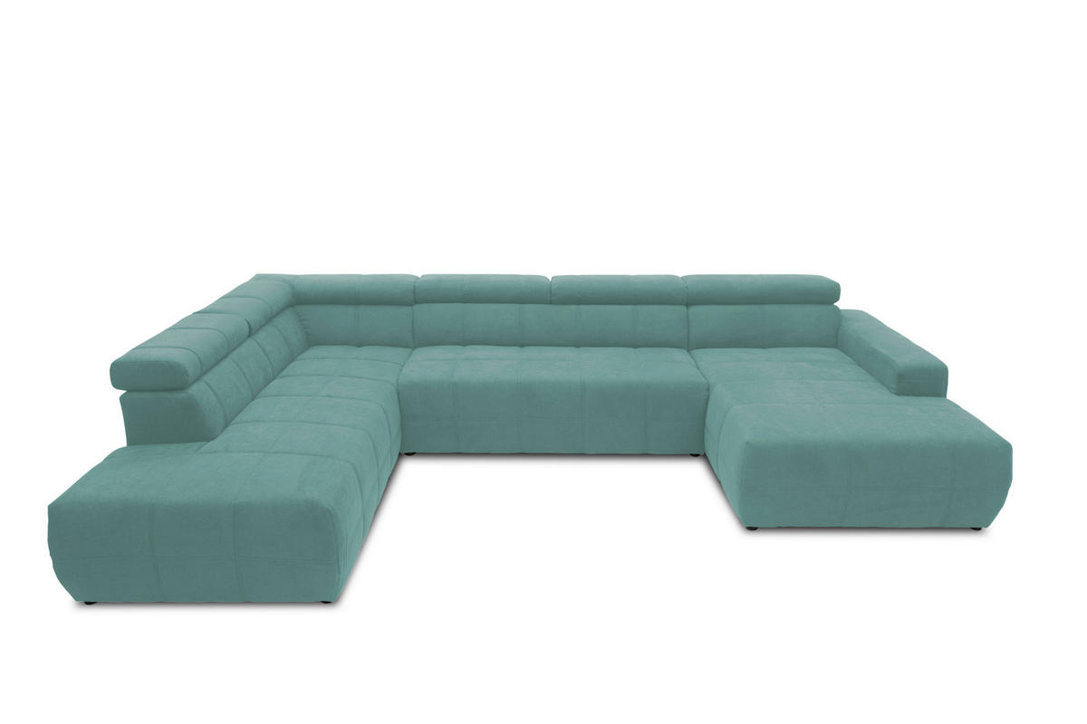 WOHNLANDSCHAFT in Mikrofaser Mintgrün  - Schwarz/Mintgrün, Design, Kunststoff/Textil (228/359/175cm) - MID.YOU