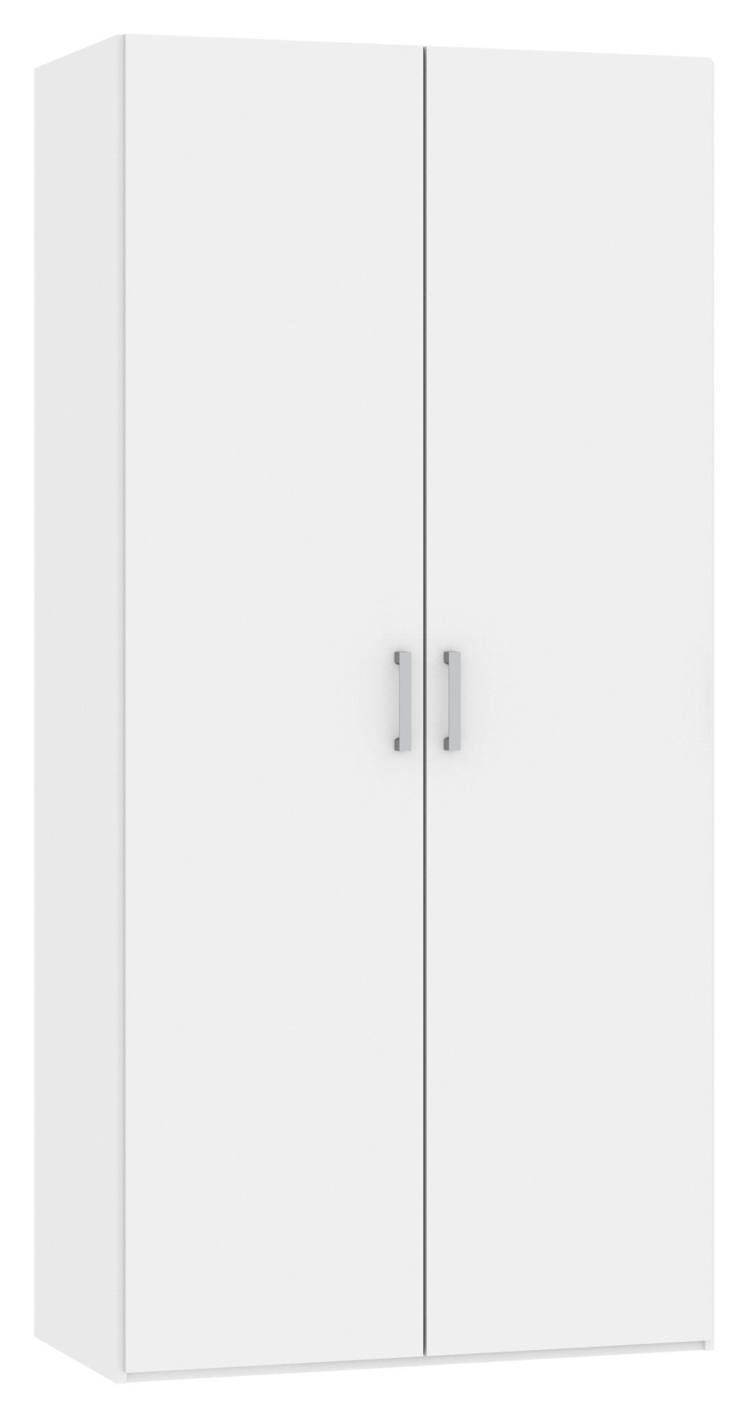 DREHTÜRENSCHRANK  in Weiß  - Chromfarben/Weiß, Design, Holzwerkstoff (102/236/59cm) - Carryhome